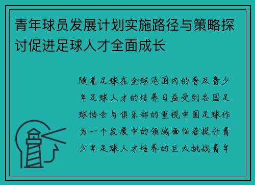 青年球员发展计划实施路径与策略探讨促进足球人才全面成长